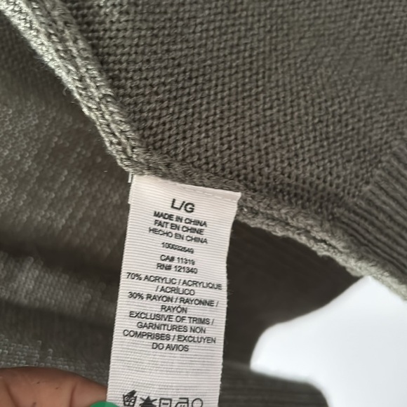 Garage green oversized open cardigan with pockets and braided sleeves Sz Large - Picture 5 of 11